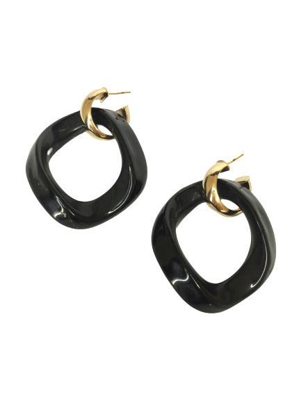 Gold and Black Lilly Earrings