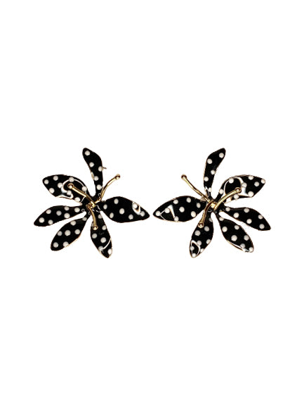 Black and white online polka dot earrings