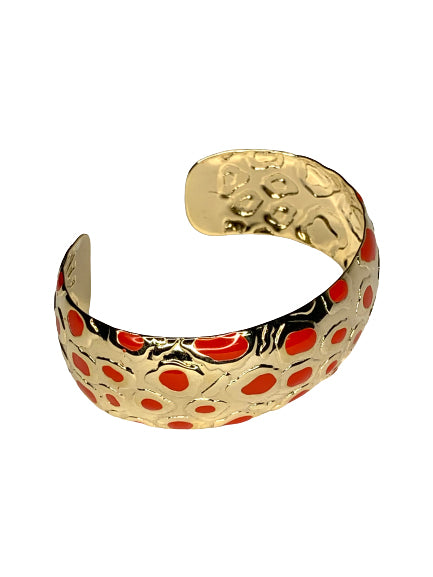 Gold and Red Leopard Bracelet