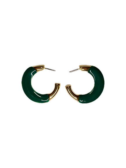 Gold and Green Brenda Hoop Earrings