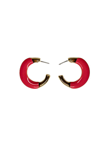 Gold and Pink Brenda Hoop Earrings