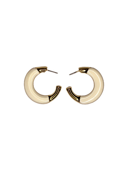 Gold and Off White Brenda Hoop Earrings