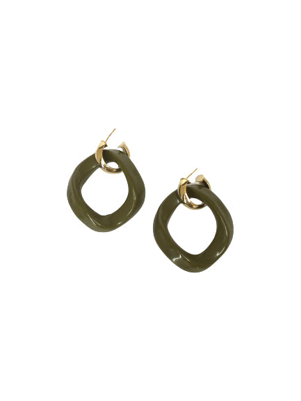 Gold and Green Lilly Earrings