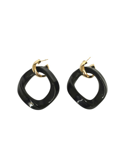 Gold and Black Lilly Earrings