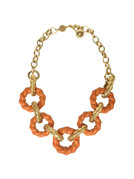 Gold and Orange Rope Necklace