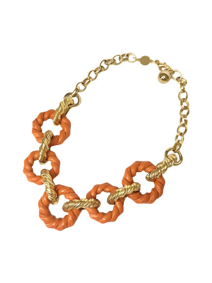 Gold and Orange Rope Necklace