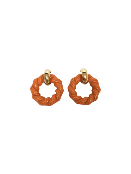 Gold and Orange Rope Earrings