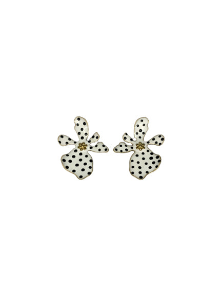 White and Black Polka Dots Earrings