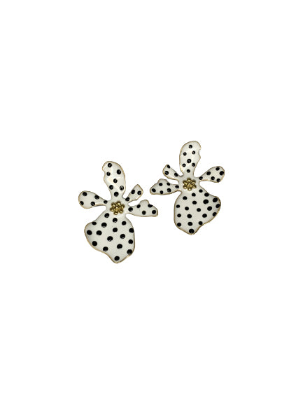 White and Black Polka Dots Earrings