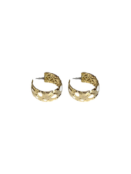 Gold and White Leopard Hoop Earrings