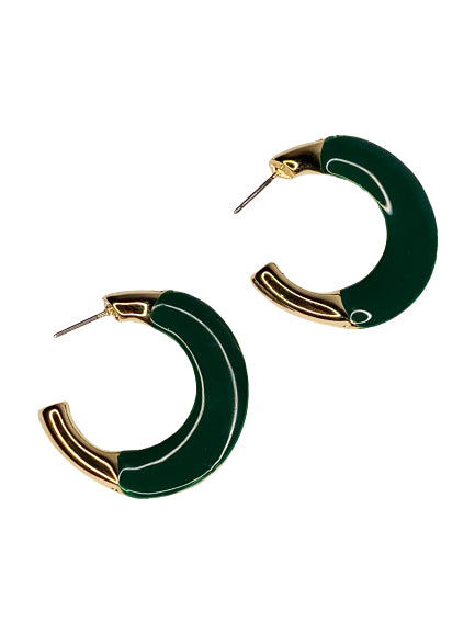 Gold and Green Brenda Hoop Earrings