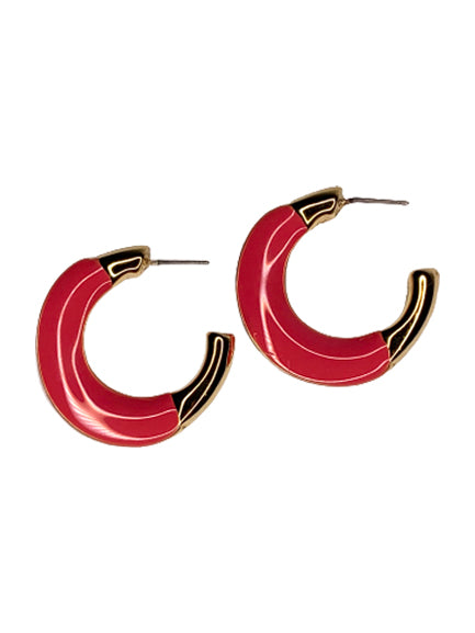 Gold and Pink Brenda Hoop Earrings