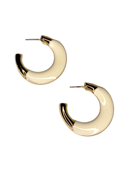 Gold and Off White Brenda Hoop Earrings