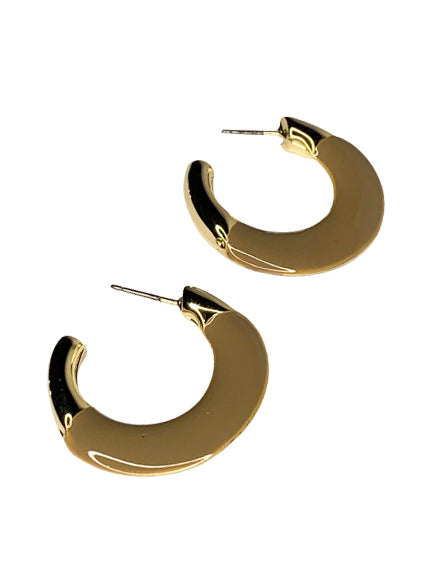 Gold and Cappuccino Brenda Hoop Earrings