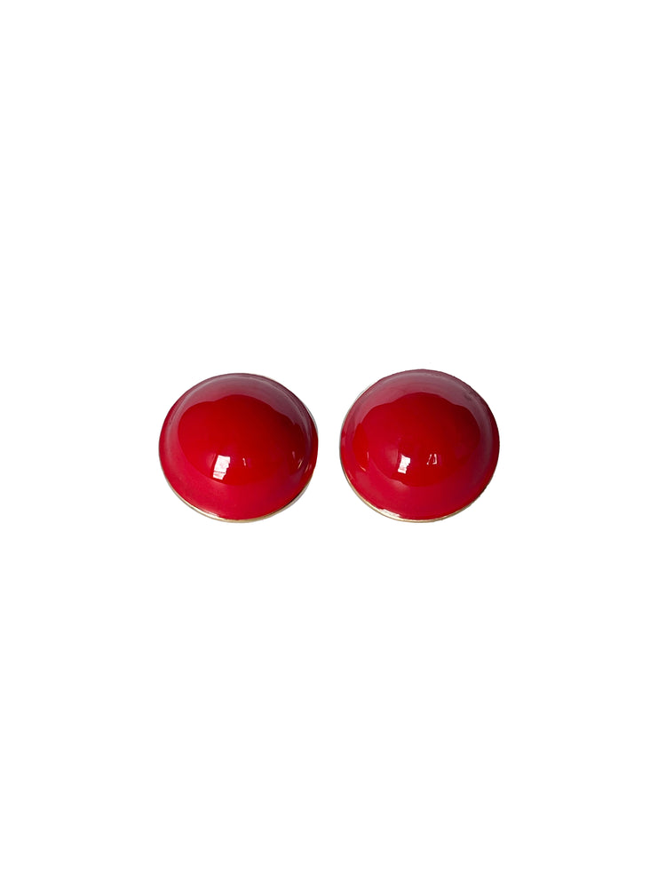 Red Button Earrings