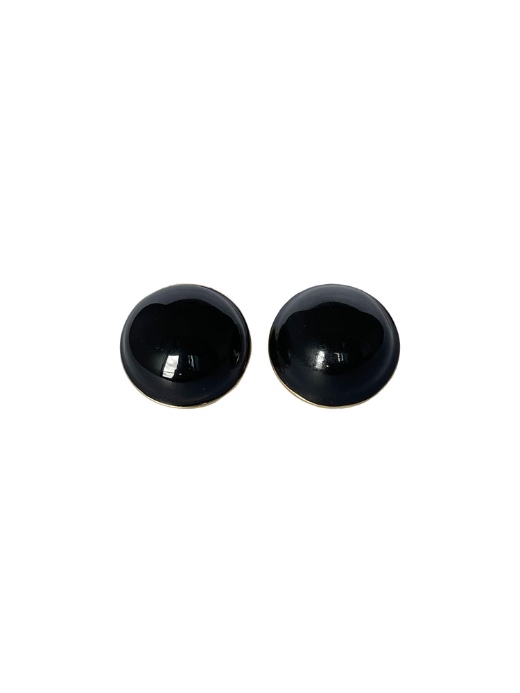 Black Button Earrings