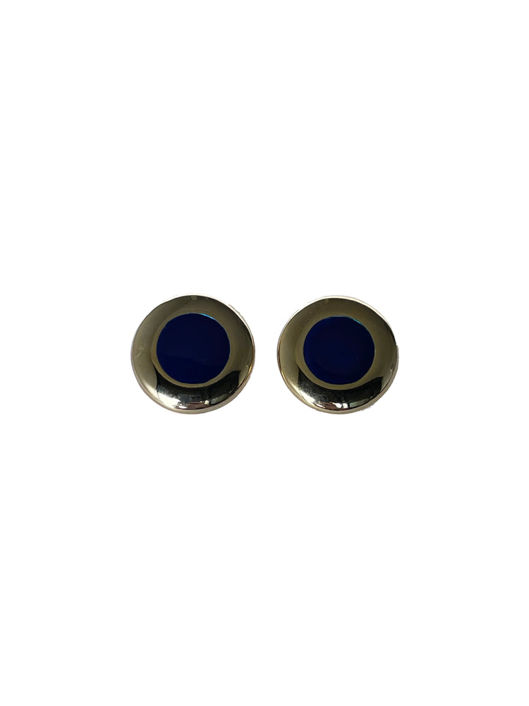 Navy Blue and Gold Earrings