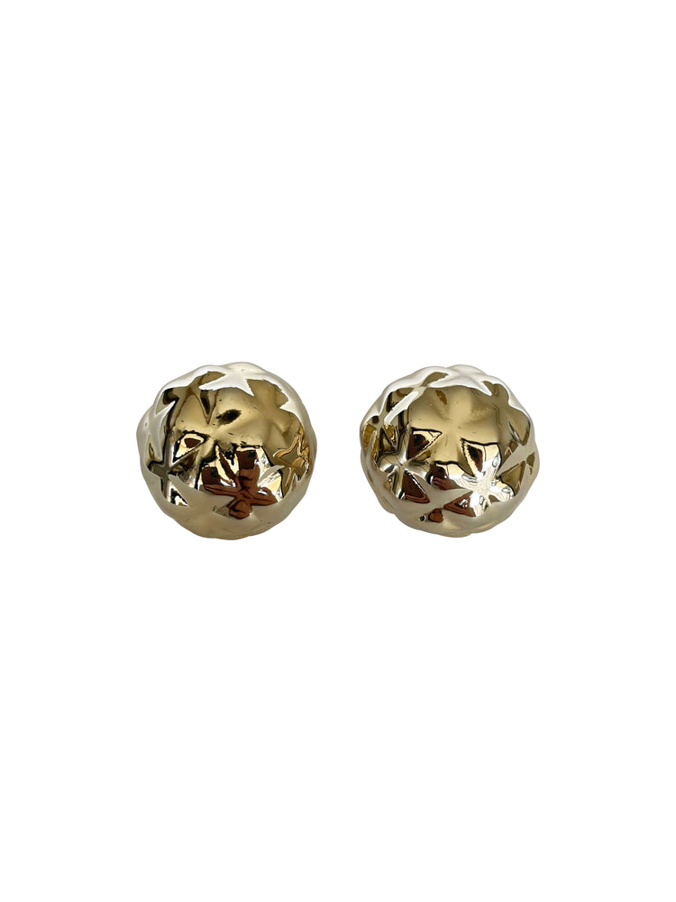 Gold Textured Button Earrings