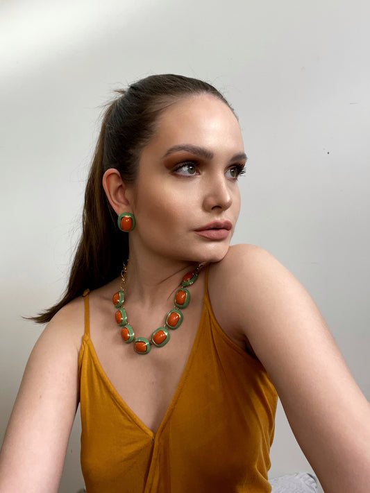 Green and Orange Earrings