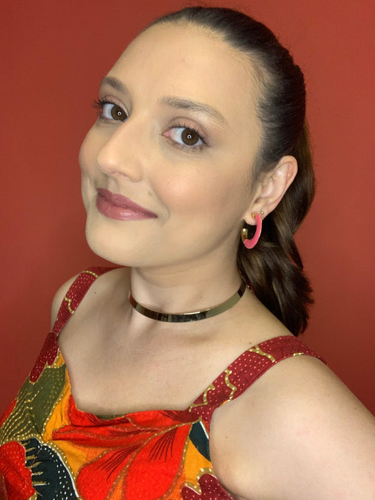 Gold and Pink Brenda Hoop Earrings